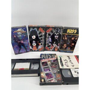 Lot of 7 Rare KISS VHS Tapes 80’s Vintage Classic Heavy Rock Ace Frehley Collect